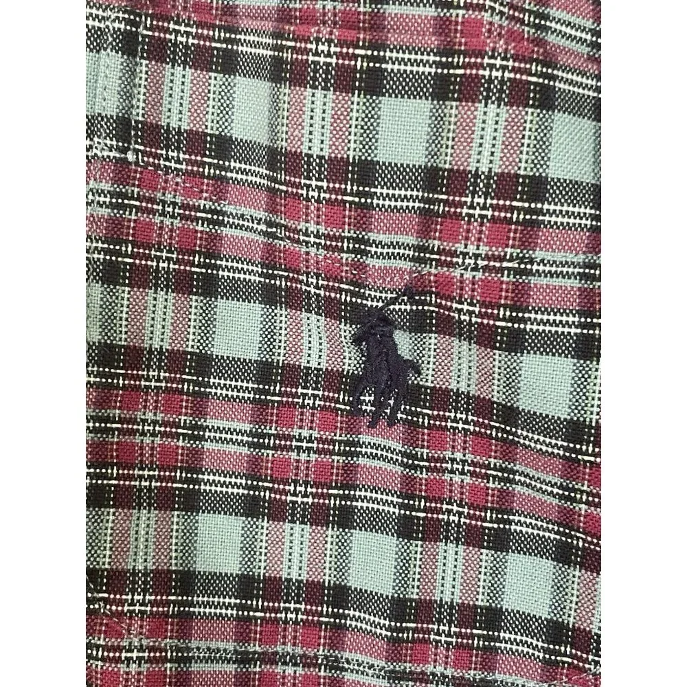 Ralph Lauren Boys Blue Red Plaid Cotton Button Down Shirt Sz 6 Party Holiday Top